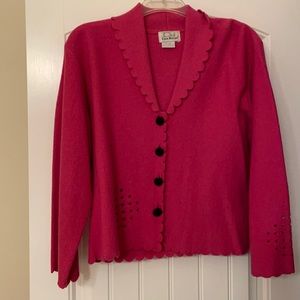 Casa Maglia Wool Pink Scalloped Button Sweater